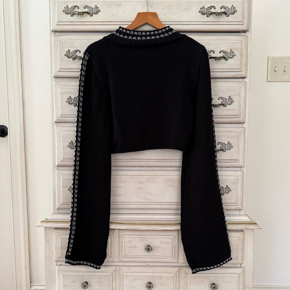 Zara Black Stitched Crop Sweater - Picture 3 of 5